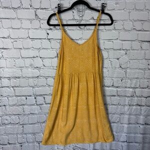 RVCA Yellow Boho Tribal Print Tank Summer Mini Sundress V-Neck Viscose Sz Small